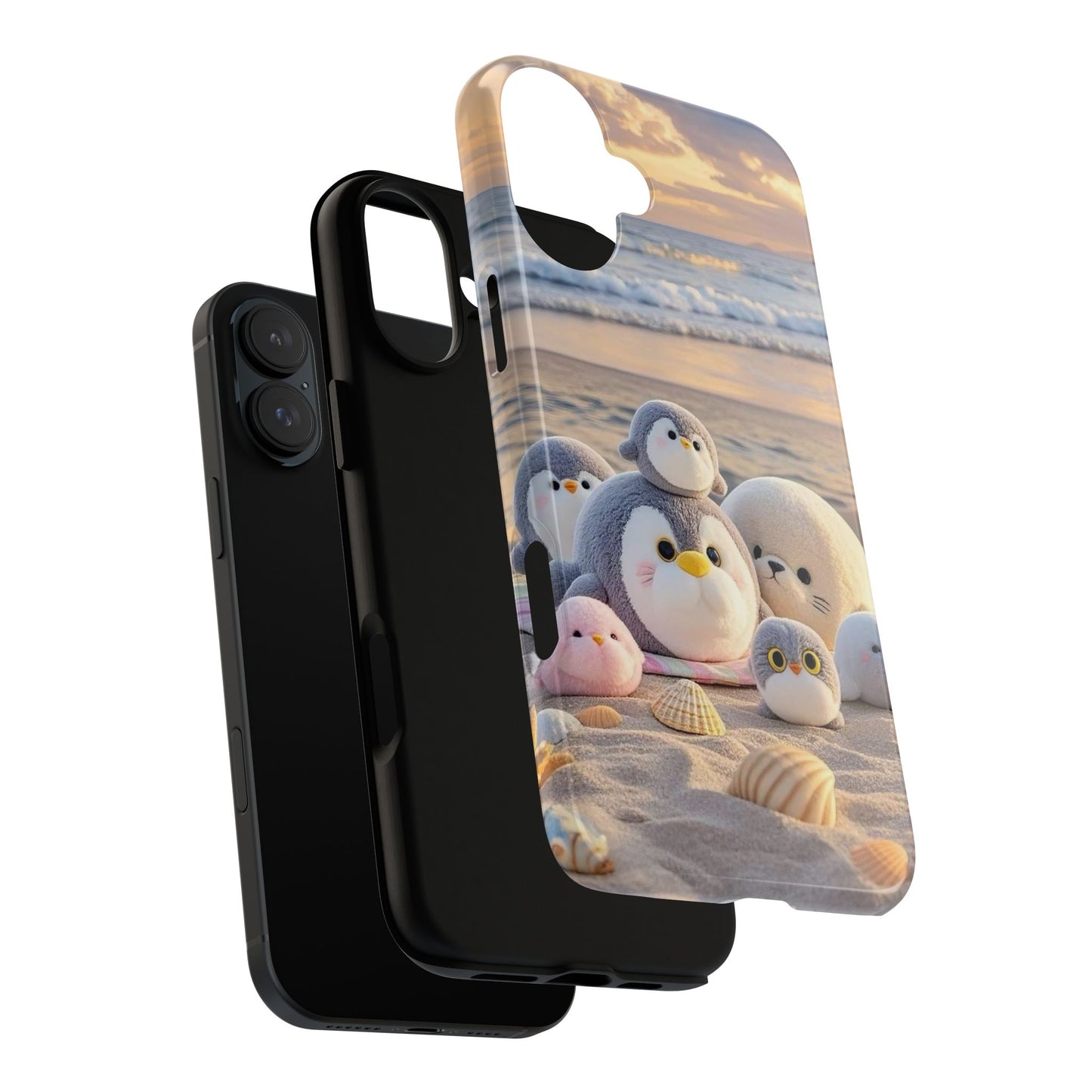 Cute Plush Penguins Beach Phone Case