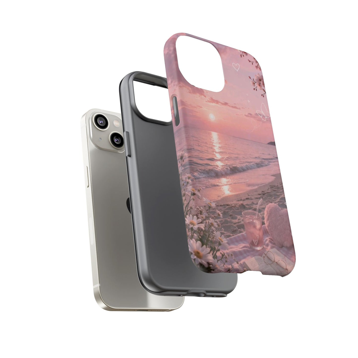 Pink Sunset Beach Phone Case "Romantic Seaside"