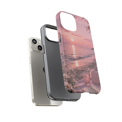 Pink Sunset Beach Phone Case "Romantic Seaside"