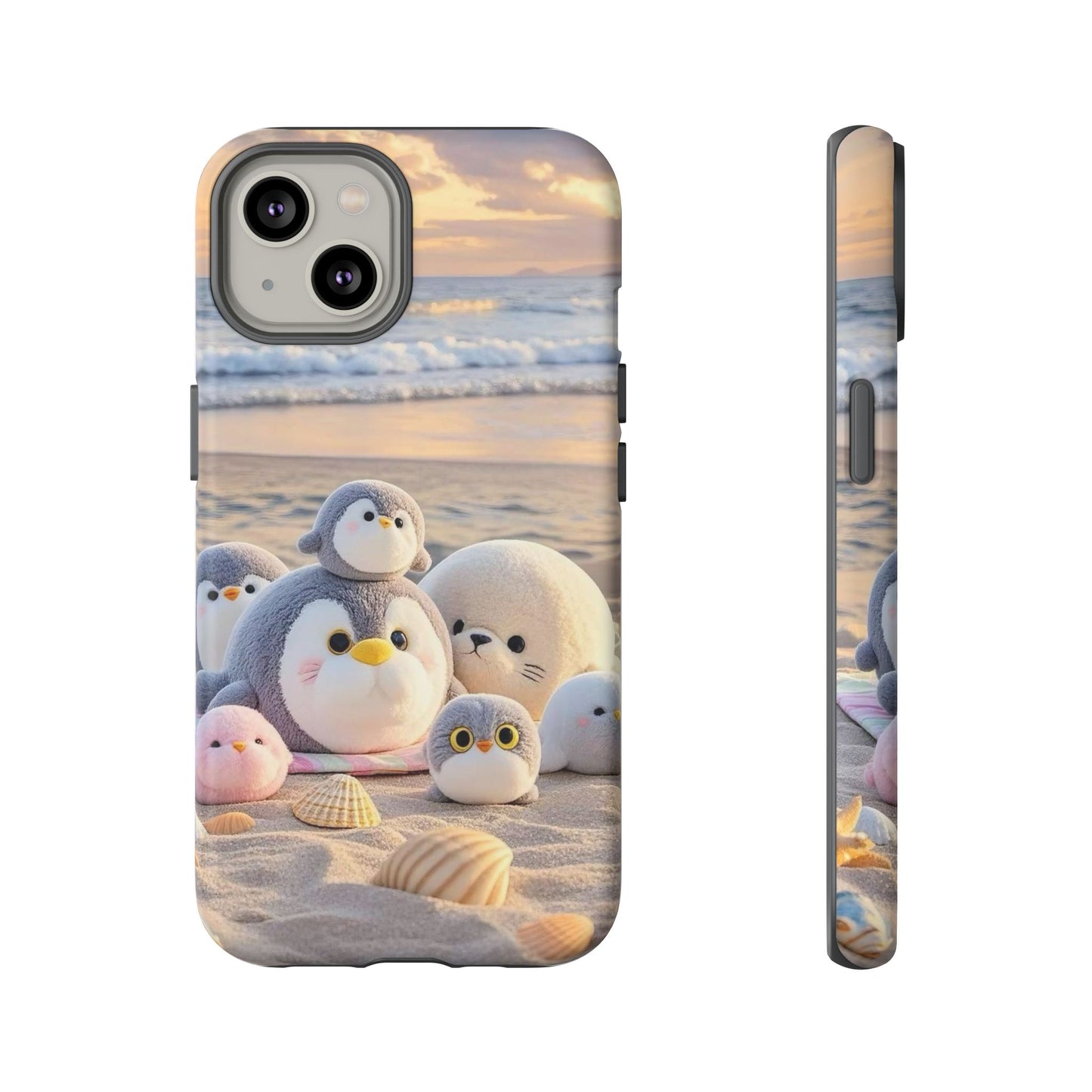 Cute Plush Penguins Beach Phone Case