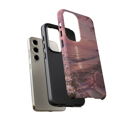 Pink Sunset Beach Phone Case "Romantic Coastal"