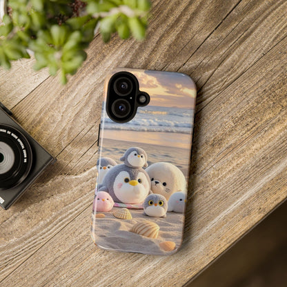 Cute Plush Penguins Beach Phone Case