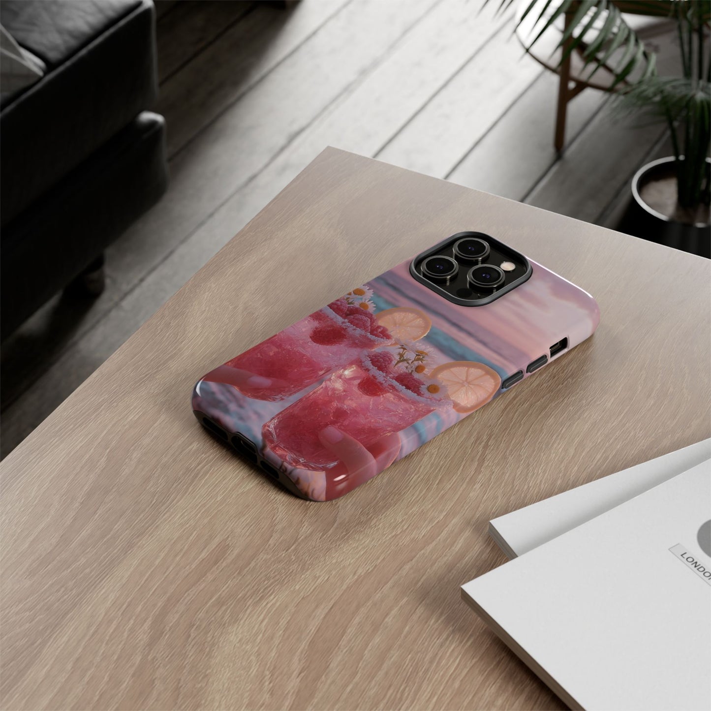 Pink Sunset Cocktail Phone Case — Beach Drink Protective Cover