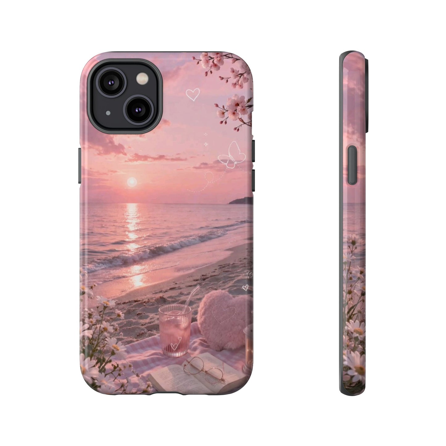 Pink Sunset Beach Phone Case "Romantic Seaside"