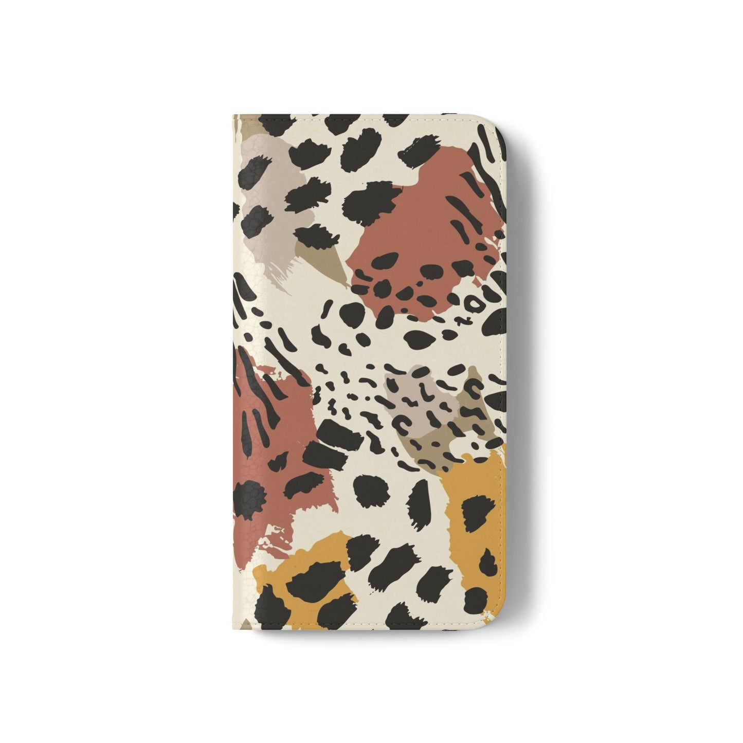 Leopard Patchwork Flip Wallet Case with Card Slots