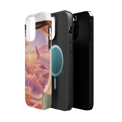 iPhone Magnetic Case "Airplane Window Sunset Travel"