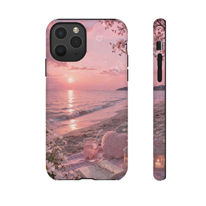 Pink Sunset Beach Phone Case "Romantic Seaside"