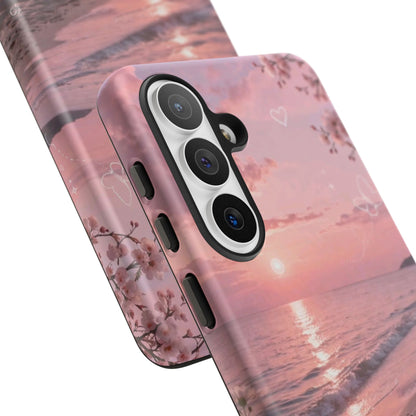 Pink Sunset Beach Phone Case "Romantic Seaside"