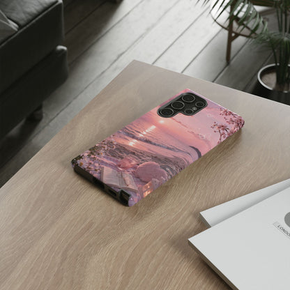 Pink Sunset Beach Phone Case "Romantic Coastal"