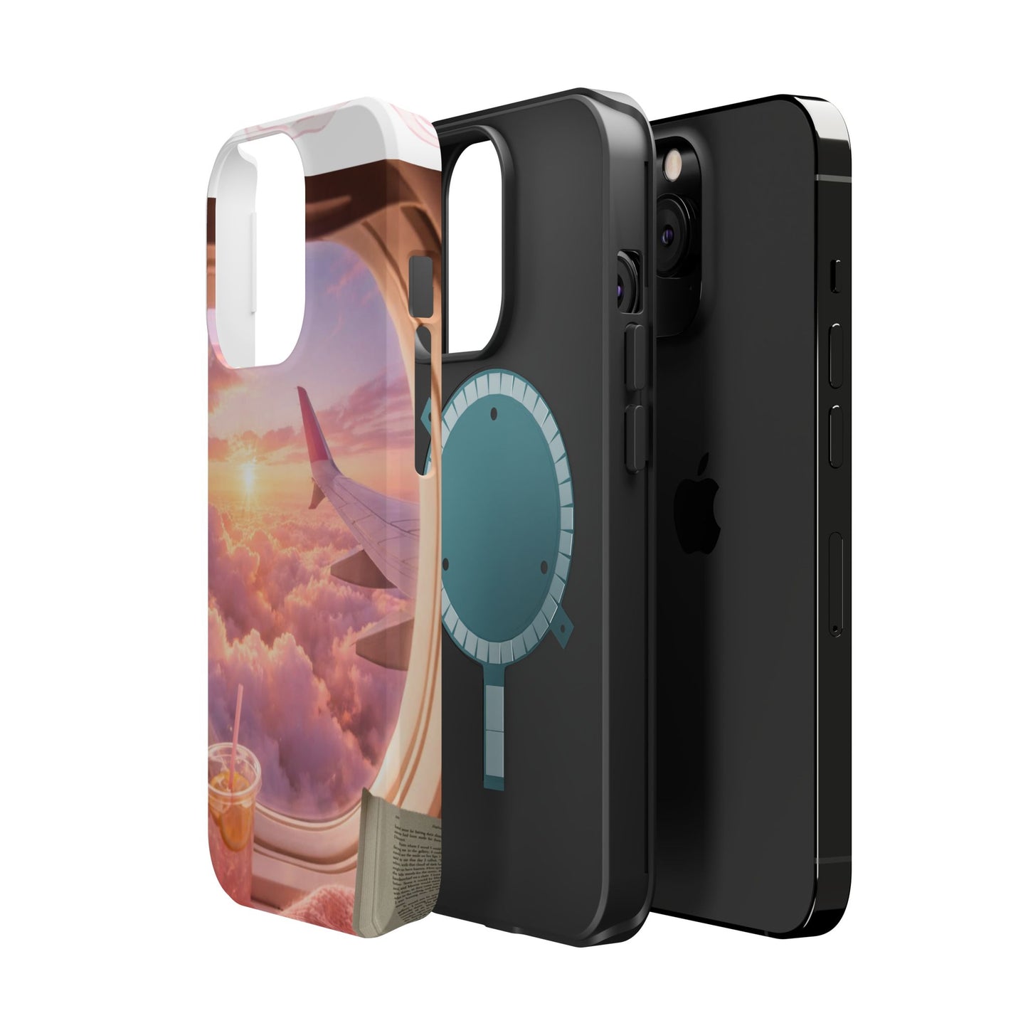 iPhone Magnetic Case "Airplane Window Sunset Travel"