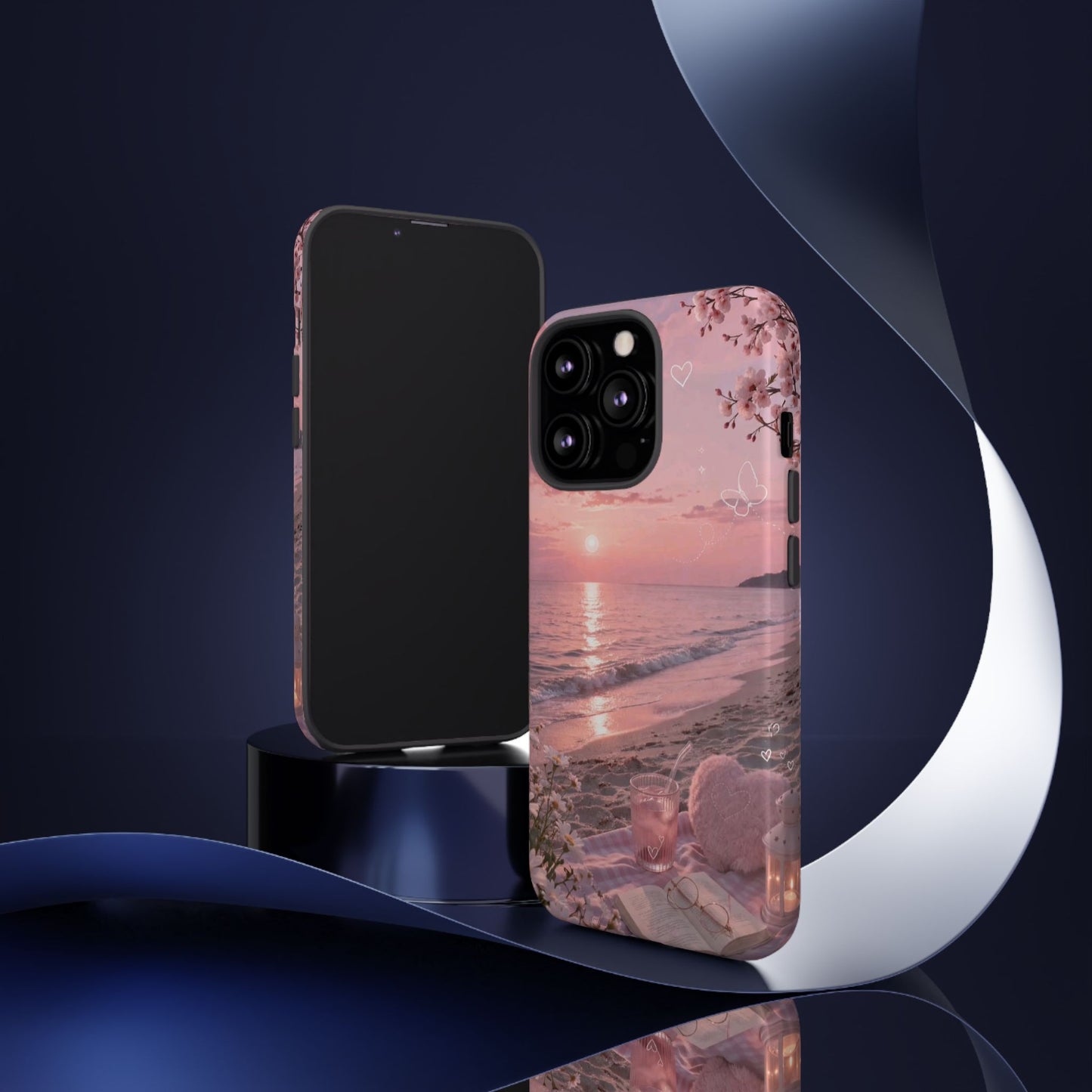 Pink Sunset Beach Phone Case "Romantic Seaside"