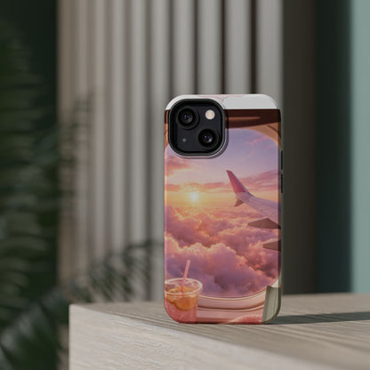 iPhone Magnetic Case "Airplane Window Sunset Travel"