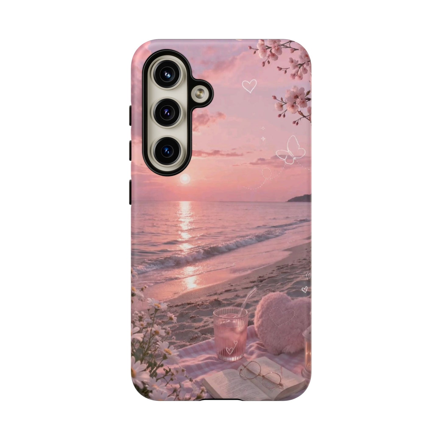Pink Sunset Beach Phone Case "Romantic Seaside"