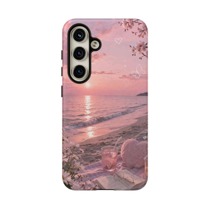 Pink Sunset Beach Phone Case "Romantic Seaside"