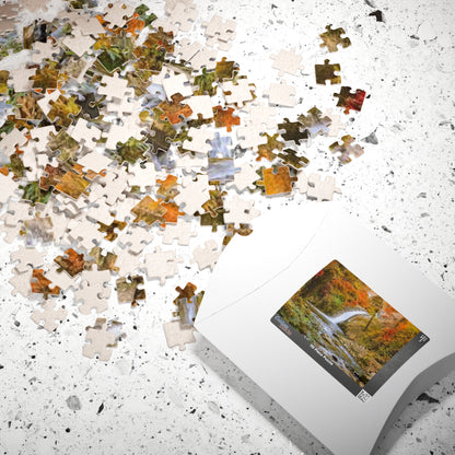 Autumn Waterfall Jigsaw Puzzle — Scenic Fall Landscape Puzzle (110/252/520/1014 pcs)
