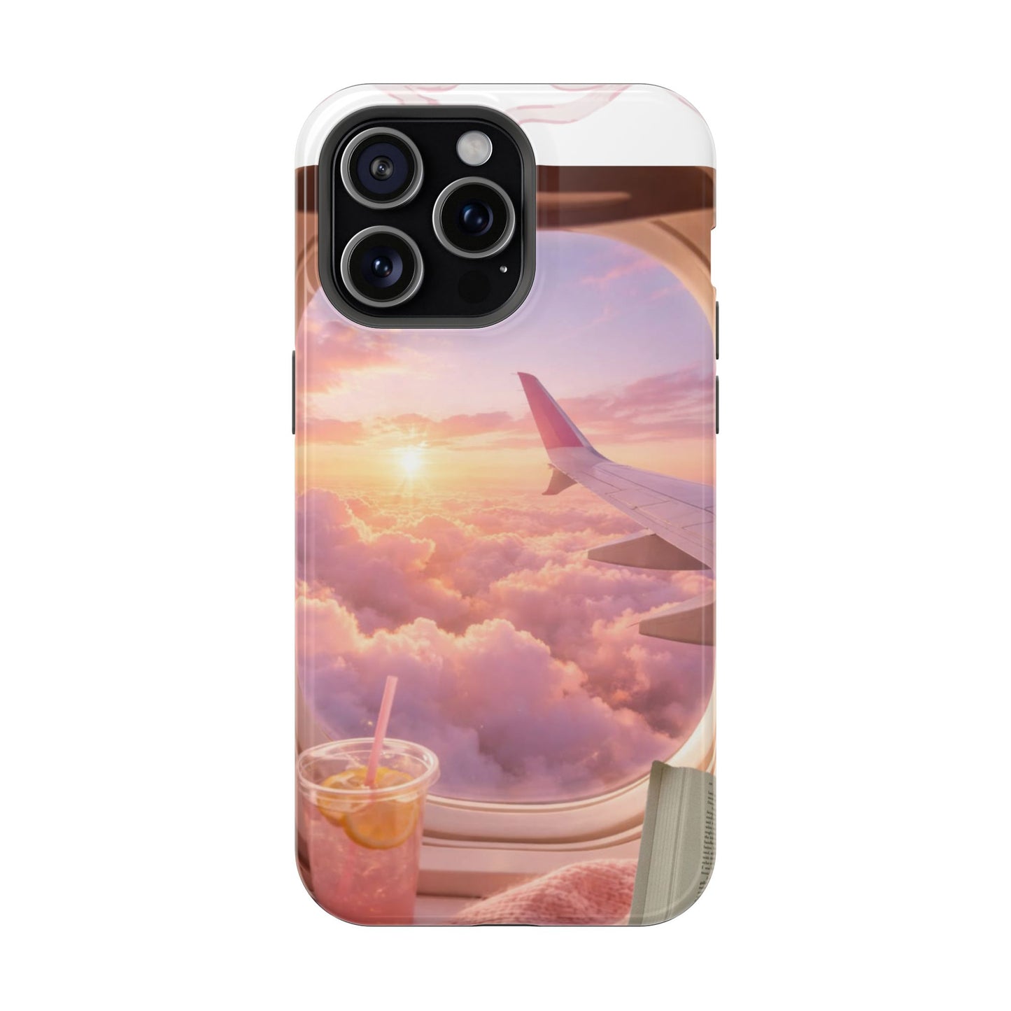 iPhone Magnetic Case "Airplane Window Sunset Travel"