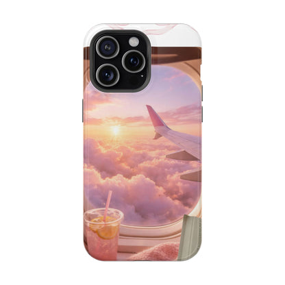 iPhone Magnetic Case "Airplane Window Sunset Travel"
