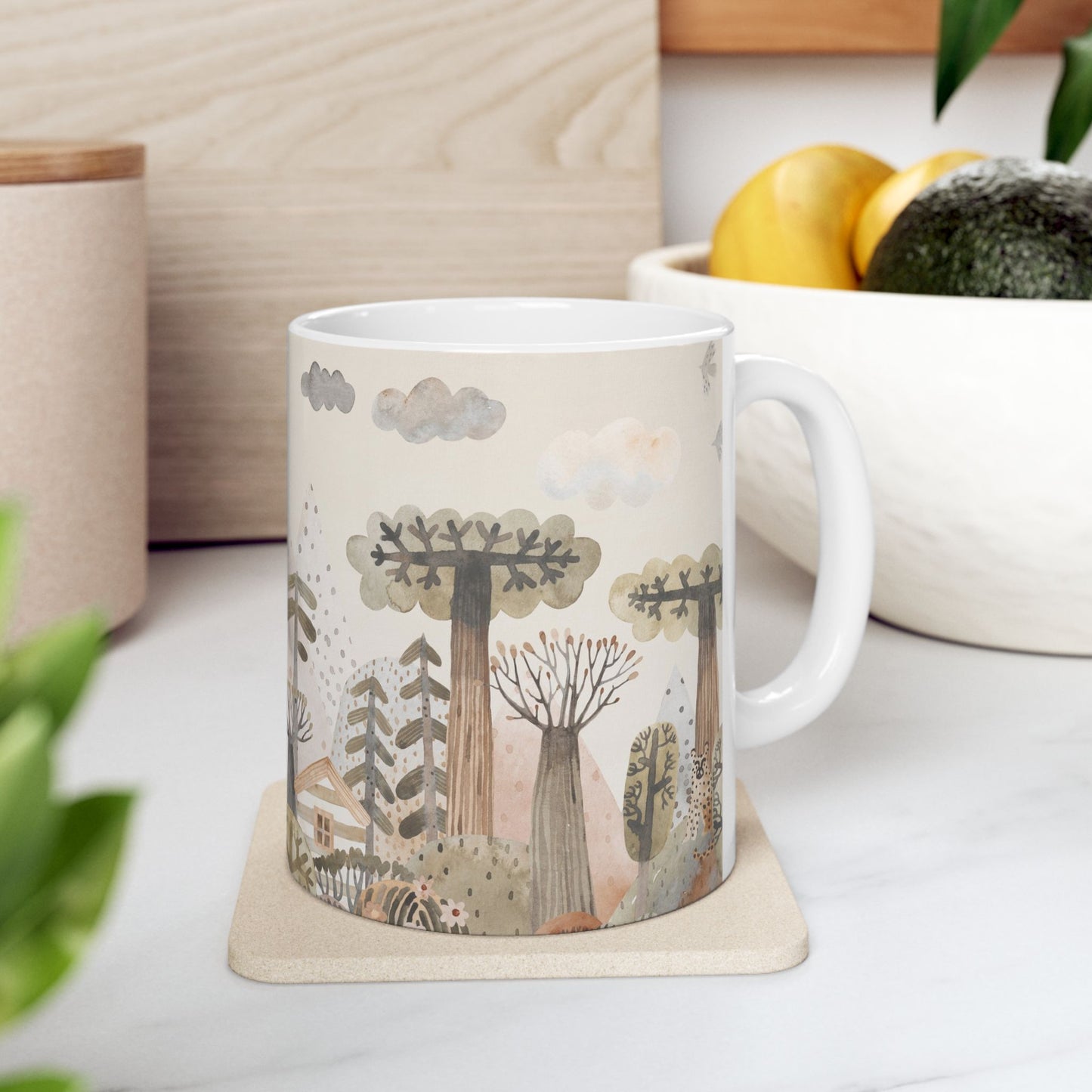 Woodland Friends Ceramic Mug — Whimsical Forest Animal Coffee Cup