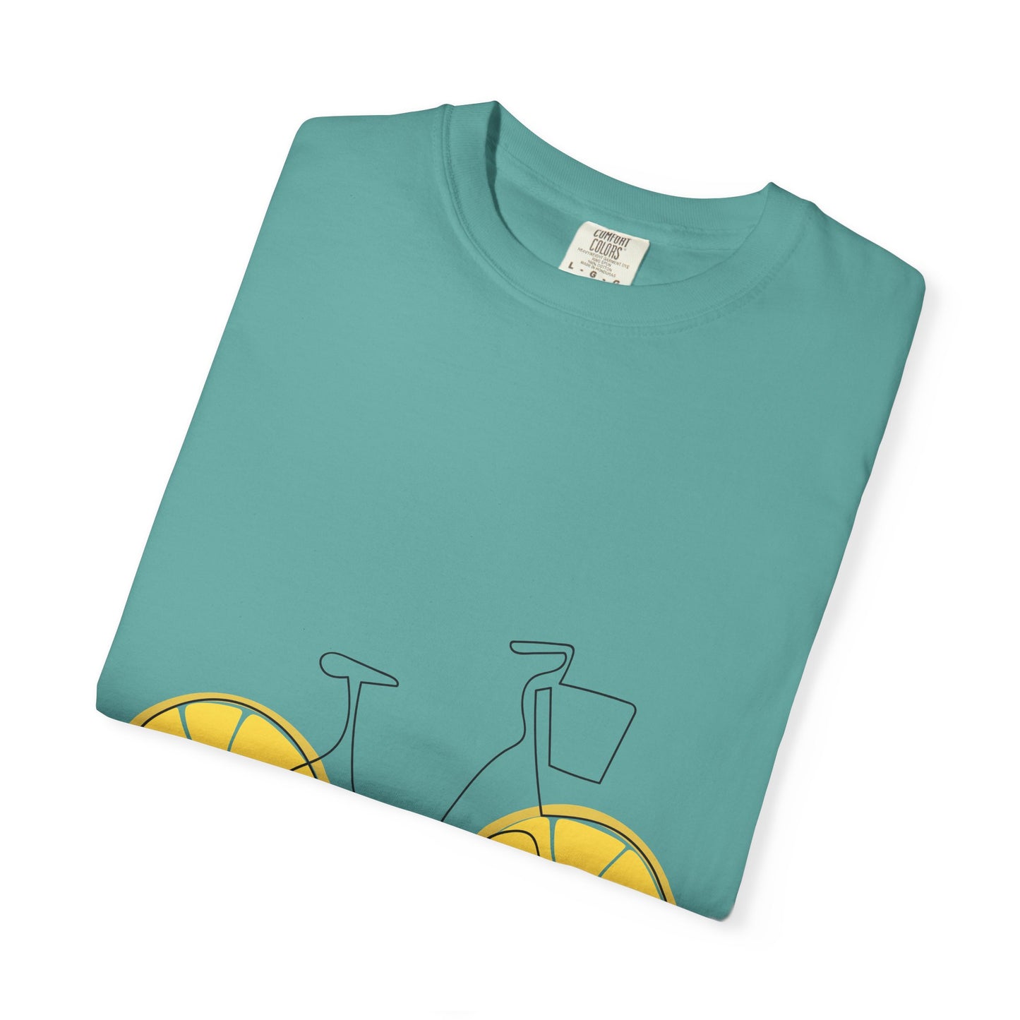 Lemon Wheel Bike T-Shirt — Citrus Bicycle Graphic  Coton Tee