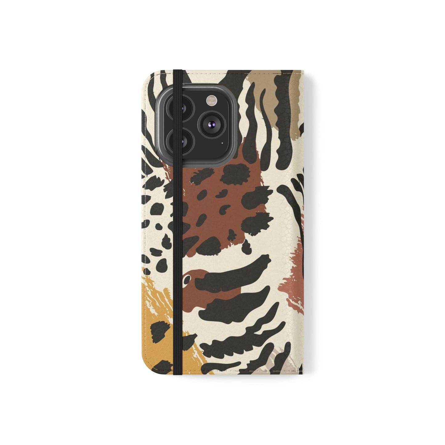 Leopard Patchwork Flip Wallet Case with Card Slots
