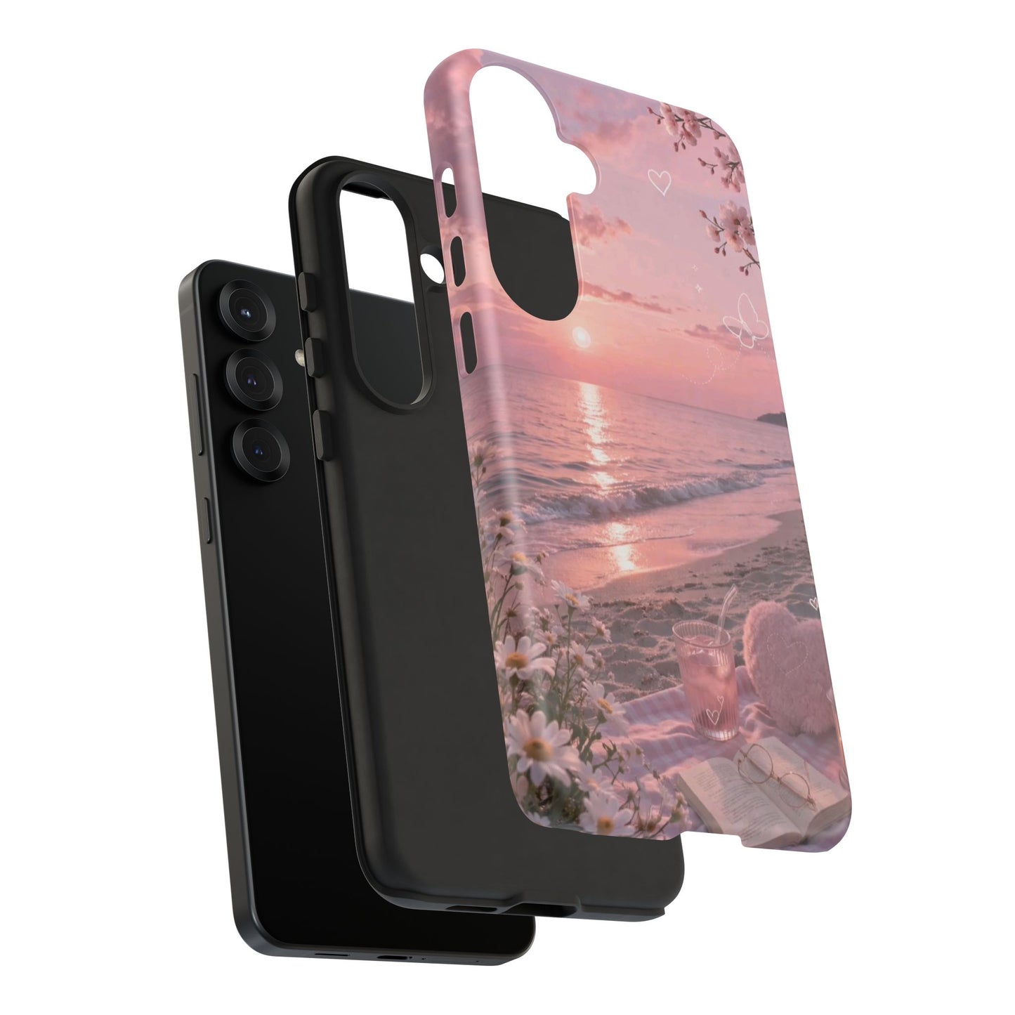 Pink Sunset Beach Phone Case "Romantic Seaside"
