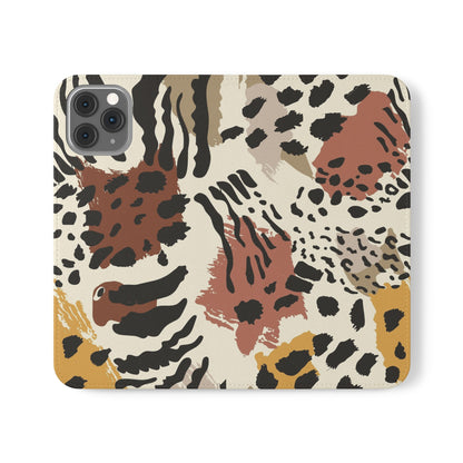Leopard Patchwork Flip Wallet Case with Card Slots