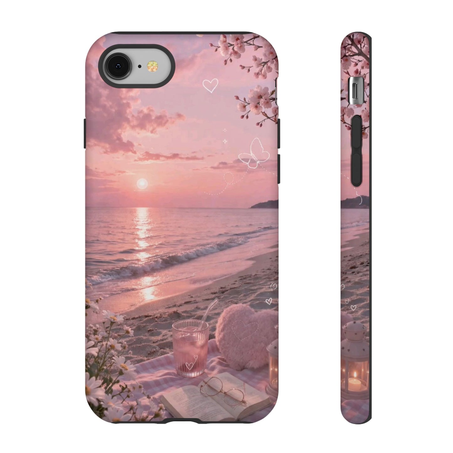 Pink Sunset Beach Phone Case "Romantic Seaside"
