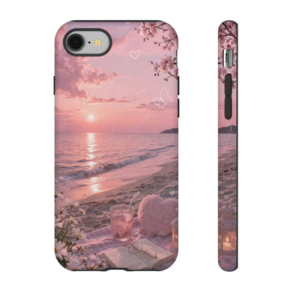 Pink Sunset Beach Phone Case "Romantic Seaside"