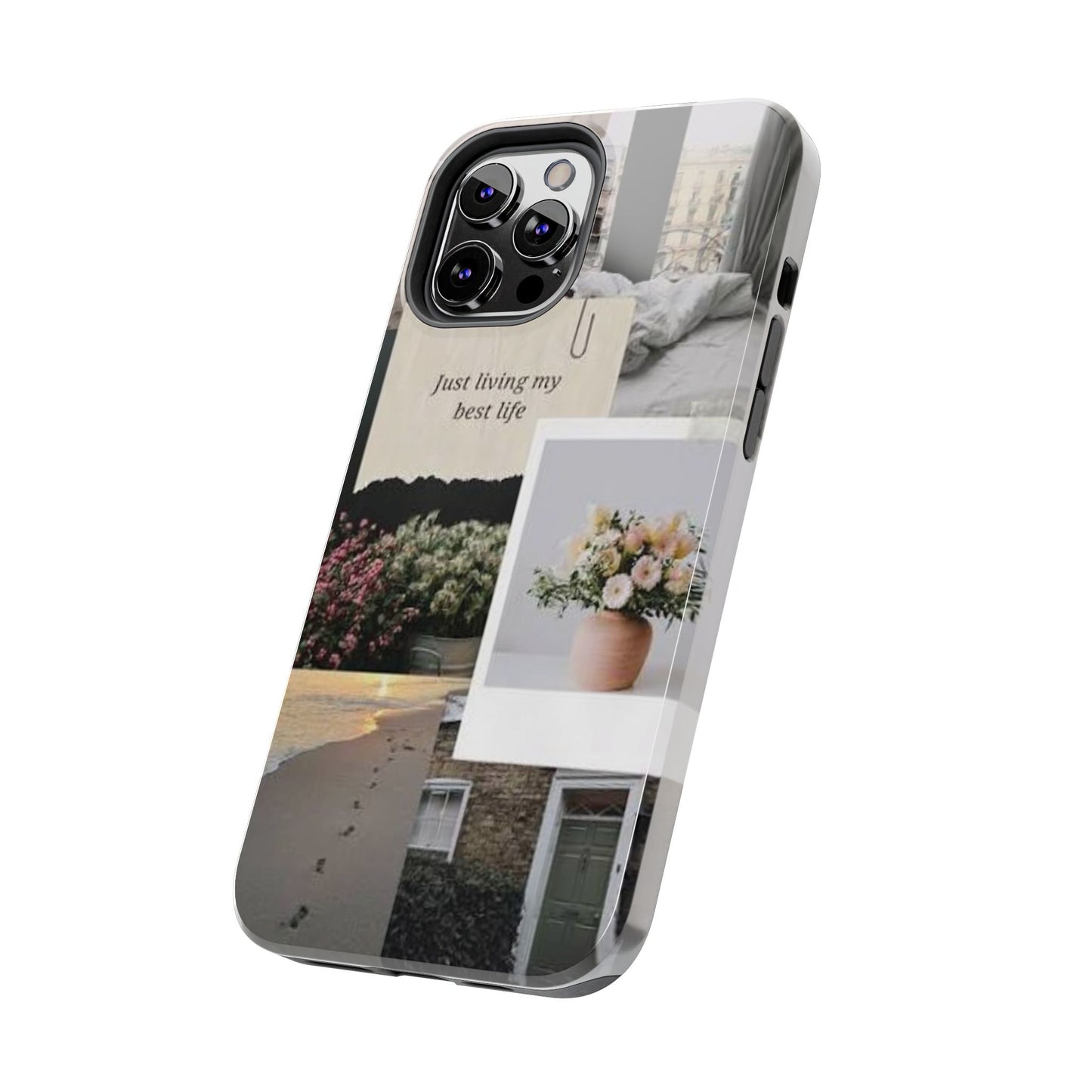 Inspirational Floral Phone Case – Cover with "Just Living My Best Life"