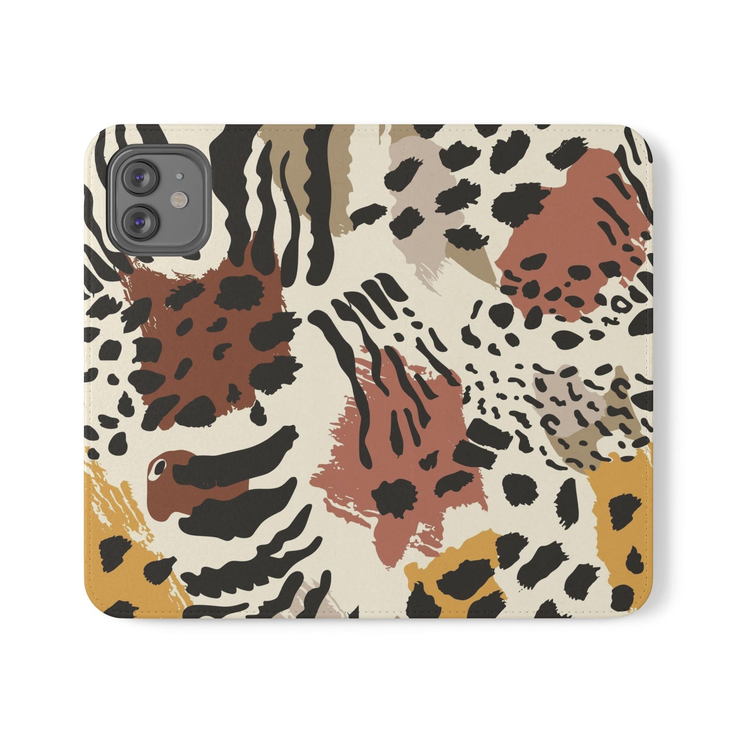 Leopard Patchwork Flip Wallet Case with Card Slots