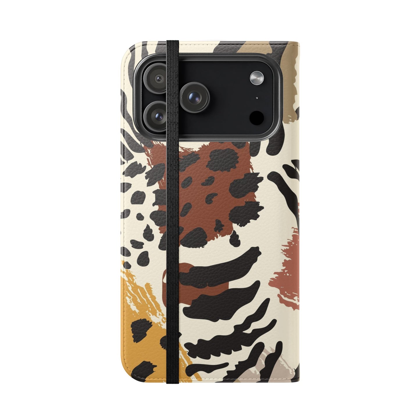 Leopard Patchwork Flip Wallet Case with Card Slots