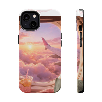 iPhone Magnetic Case "Airplane Window Sunset Travel"