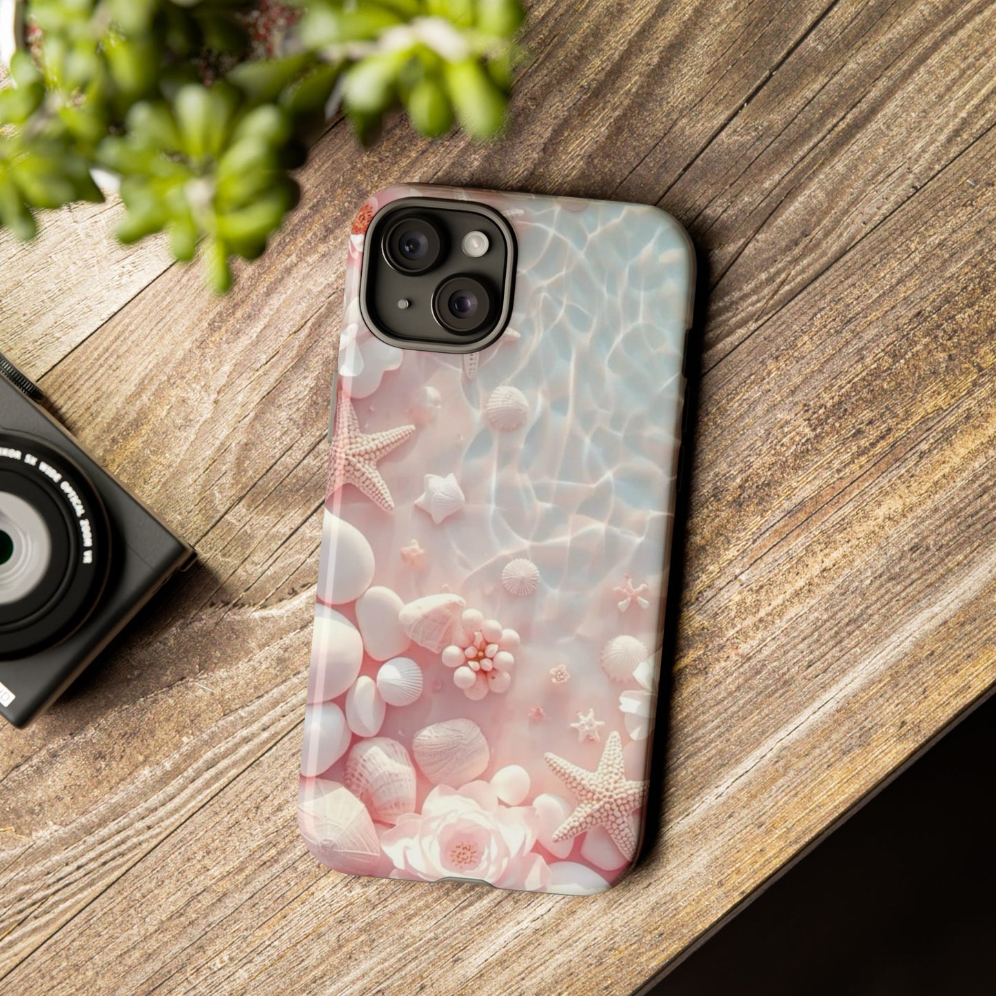 Phone Case — Pink Seashell Starfish Beach Waterproof Design