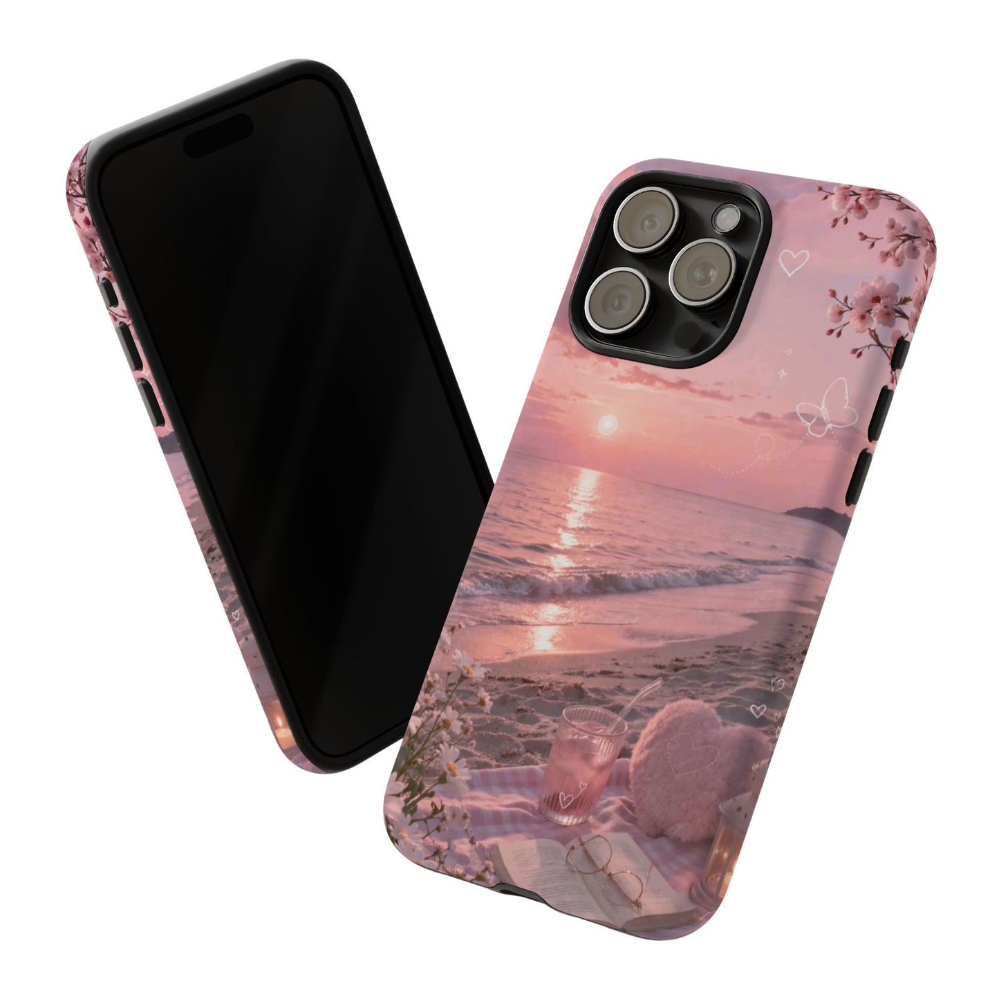 Pink Sunset Beach Phone Case "Romantic Seaside"