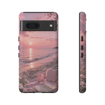 Pink Sunset Beach Phone Case "Romantic Seaside"