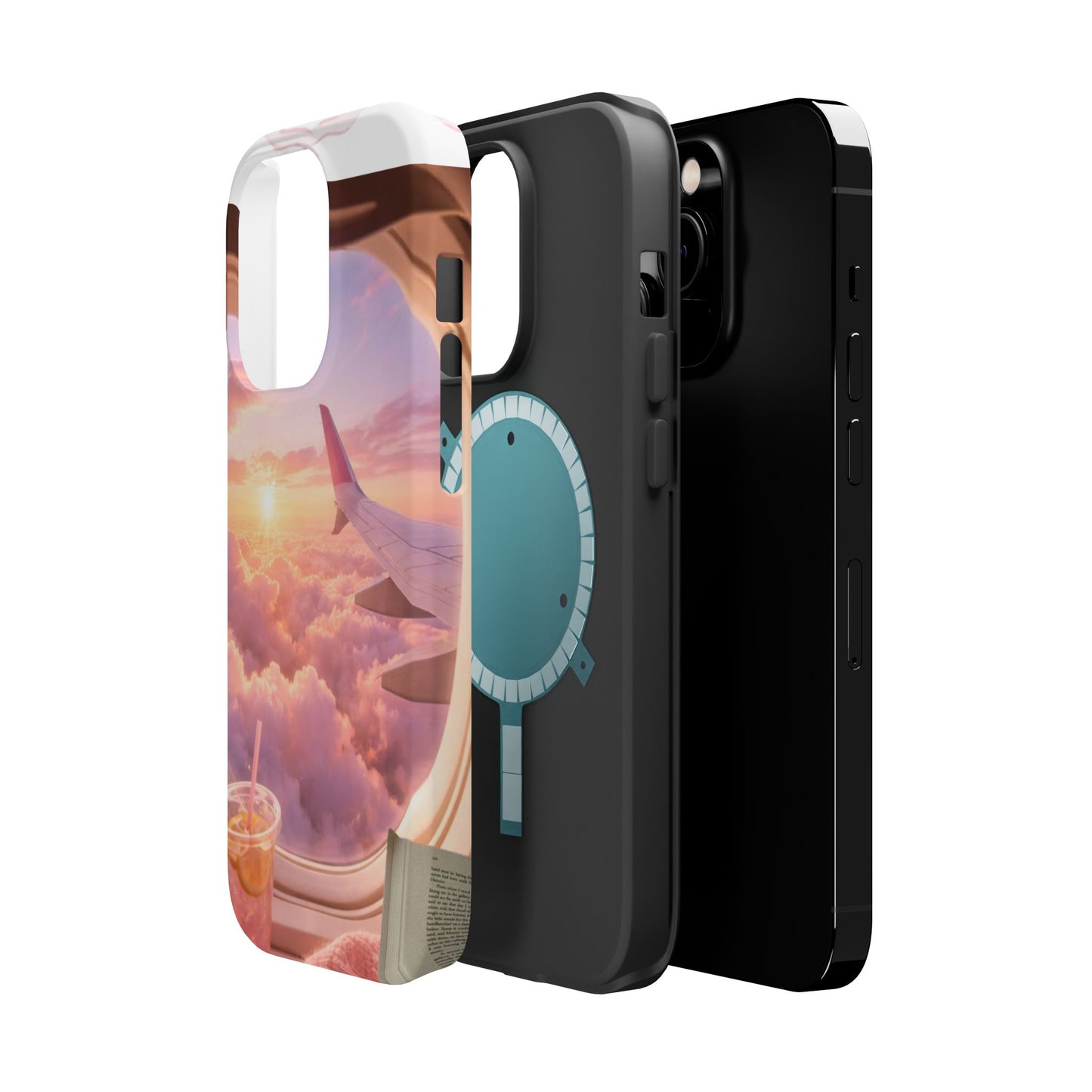 iPhone Magnetic Case "Airplane Window Sunset Travel"