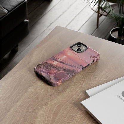 Pink Sunset Beach Phone Case "Romantic Seaside"