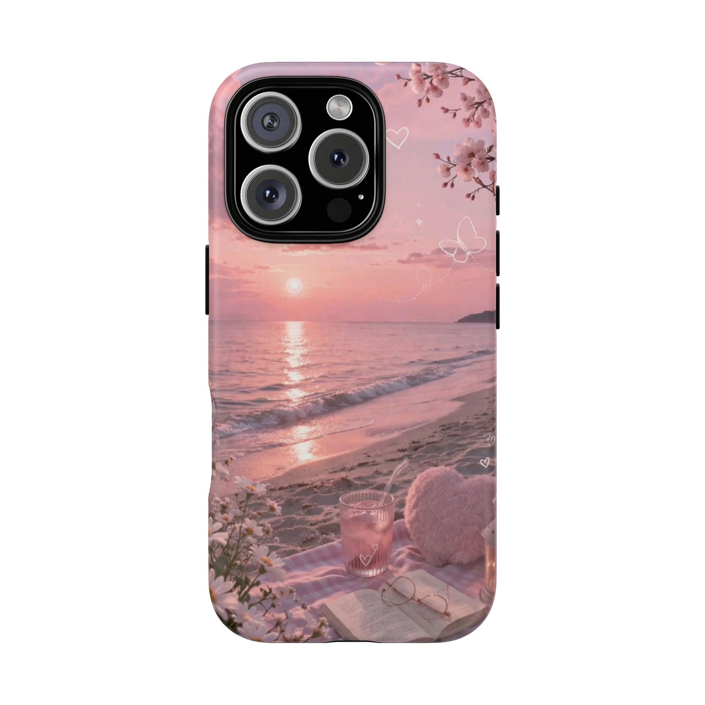 Pink Sunset Beach Phone Case "Romantic Seaside"
