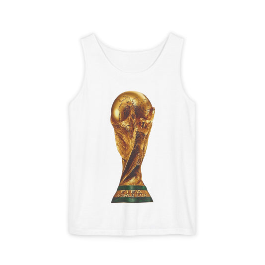 World Cup Trophy Tank Top — Gold FIFA Cup Soccer Fan Shirt