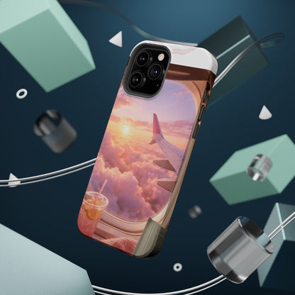 iPhone Magnetic Case "Airplane Window Sunset Travel"
