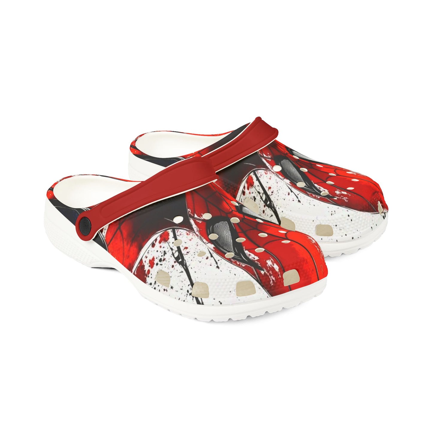 Spider Mask EVA Clogs — Red Comic Face Rubber Shoes (AOP)