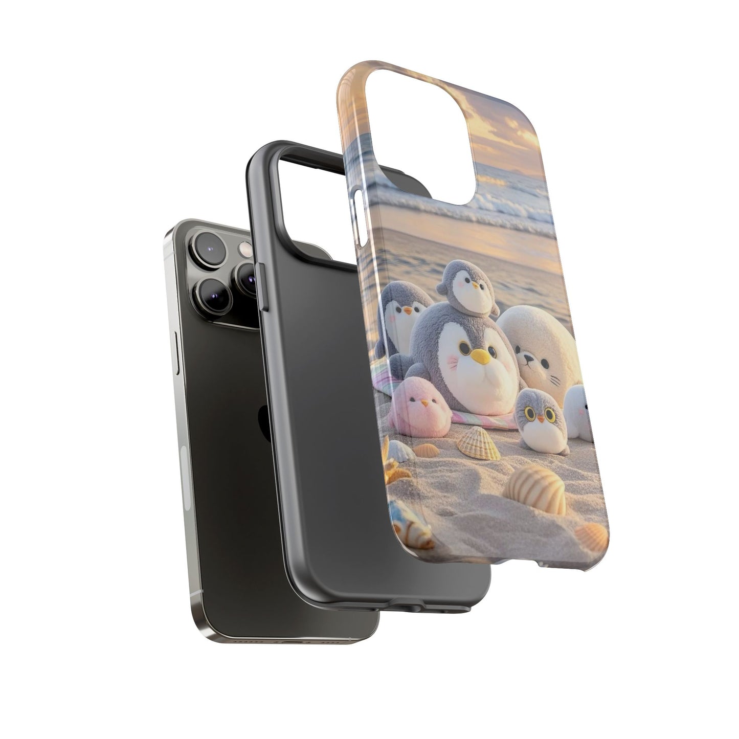 Cute Plush Penguins Beach Phone Case