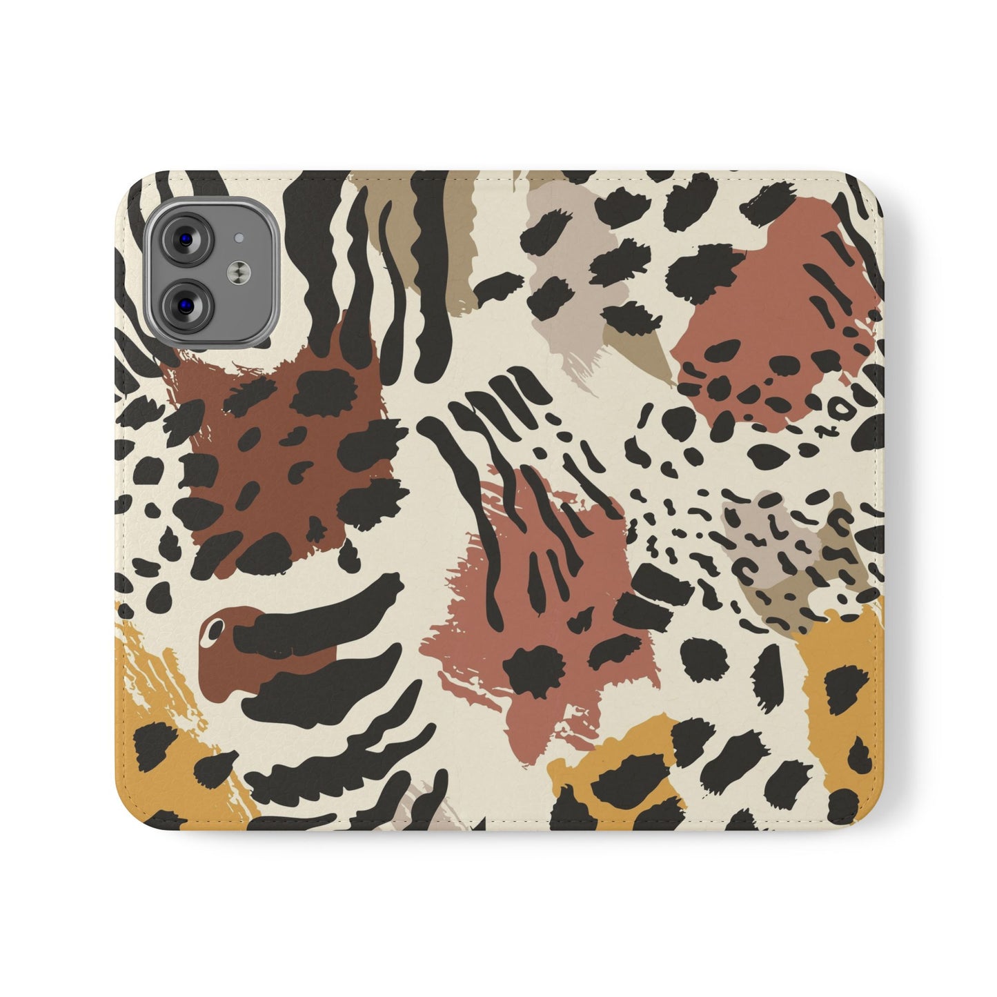 Leopard Patchwork Flip Wallet Case with Card Slots