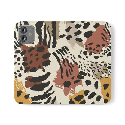 Leopard Patchwork Flip Wallet Case with Card Slots