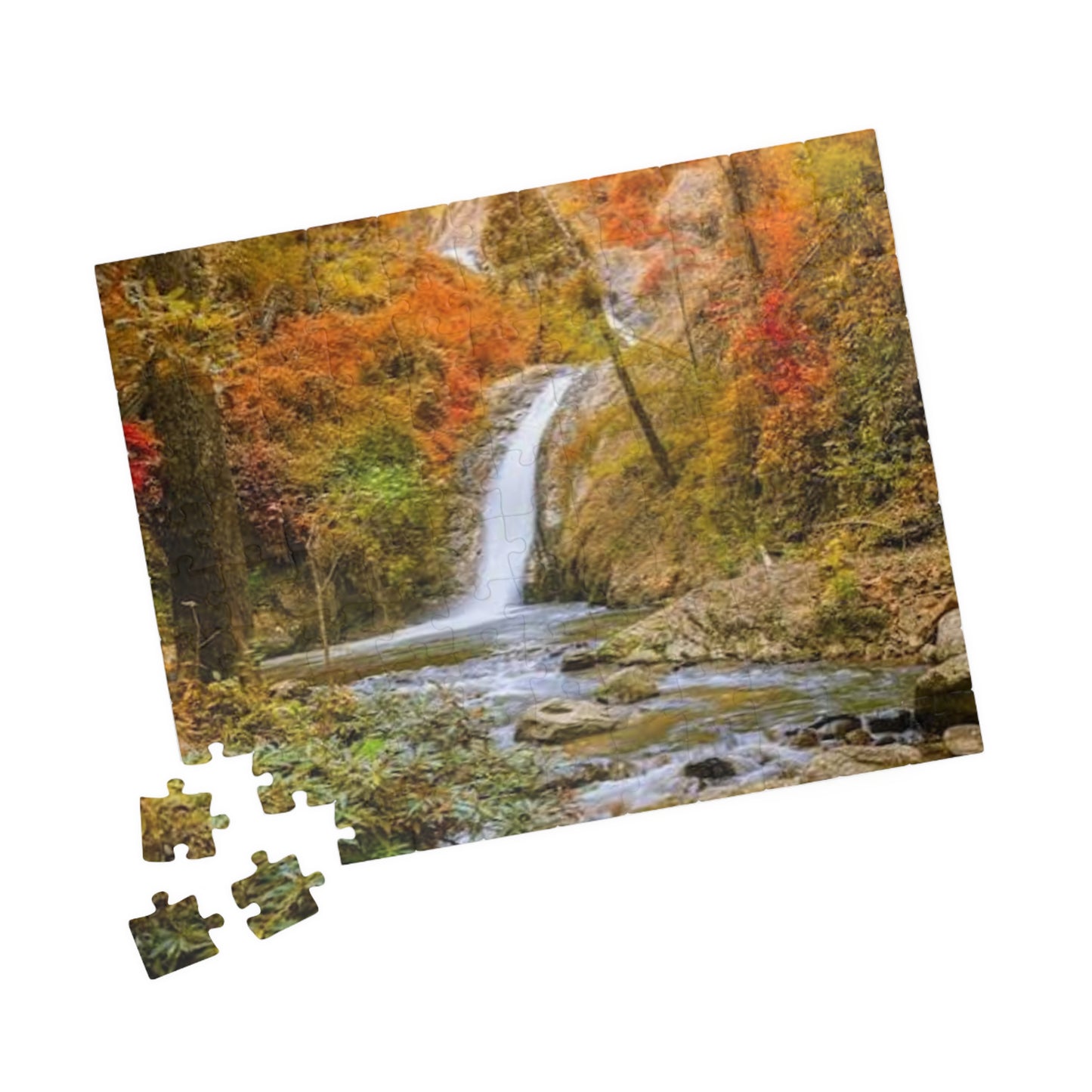Autumn Waterfall Jigsaw Puzzle — Scenic Fall Landscape Puzzle (110/252/520/1014 pcs)