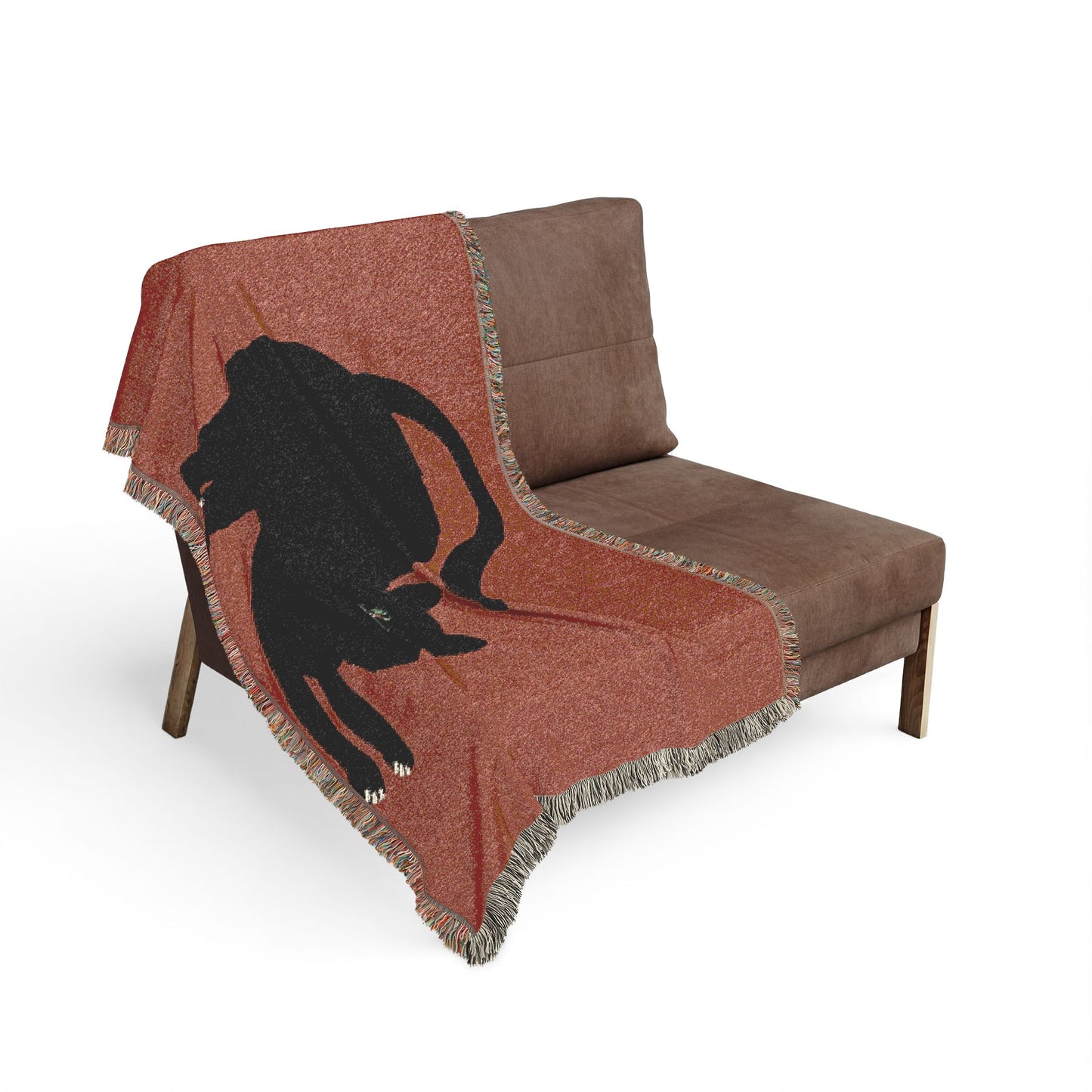 Woven Blanket — Stretching Black Cat Throw Blanket (Cozy Halloween & Cat Lover Gift)