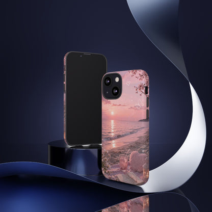 Pink Sunset Beach Phone Case "Romantic Seaside"