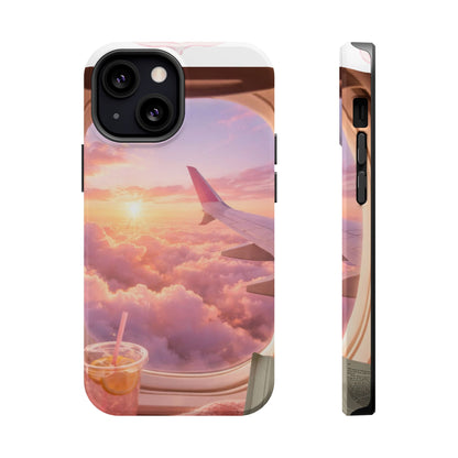 iPhone Magnetic Case "Airplane Window Sunset Travel"