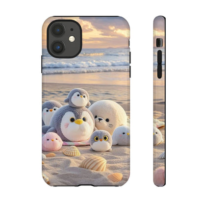 Cute Plush Penguins Beach Phone Case
