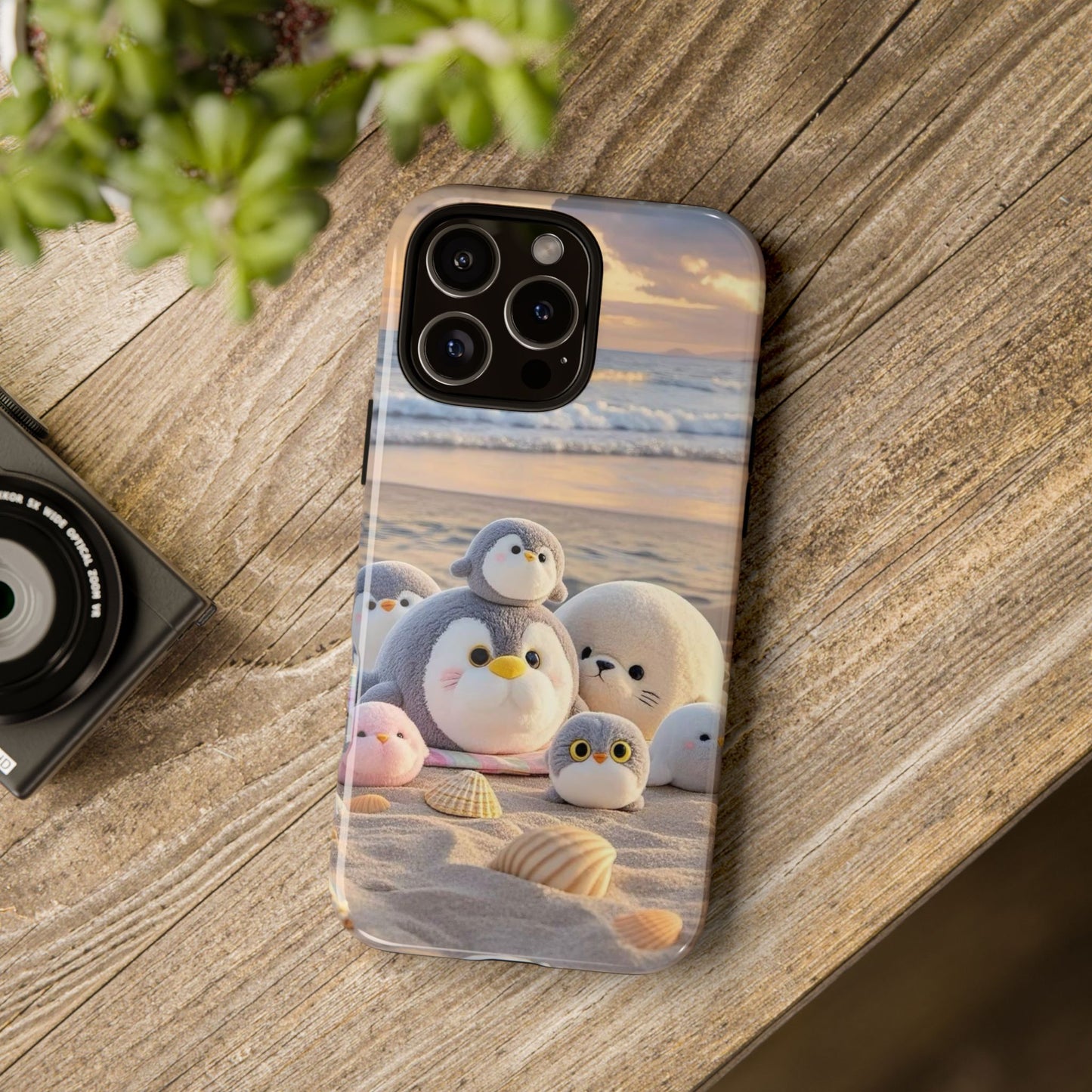 Cute Plush Penguins Beach Phone Case